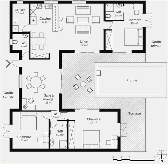plan maison 5 chambres plain pied gratuit extraordinaire avec etage