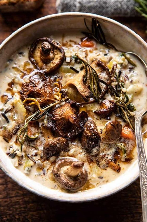 Soup Recipes With Creamy Wild Rice Chicken Soup With Roasted Mushrooms