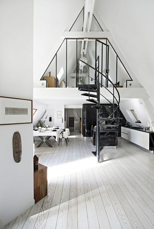 Amazing Angles A Frame Lofts With Attic Transformed into Tiny Modern Loft in Paris