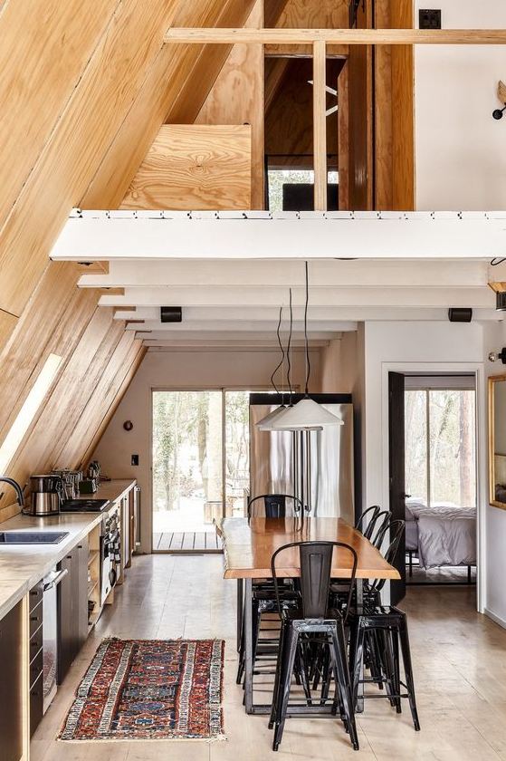 Amazing Angles A Frame Lofts With Photo 5 of 12 in Get Cozy in This Renovated A-Frame Cabin
