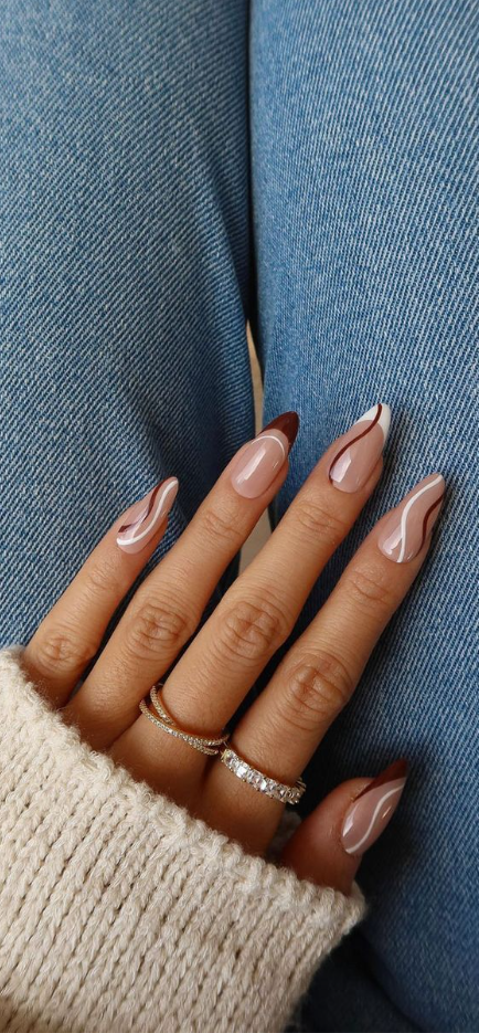 Nails Autumn 2022 With 32 Prettiest Autumn 2022 Nail Trends To Try Now Chocolate Swirl + French Tips