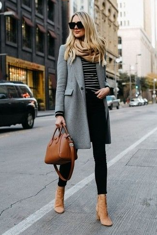 Winter Fashion With Beige Suede Ankle Boots With Black Skinny Jeans