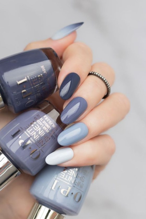 Winter Nails With Grey Gradient nails - Winter nails - Almond nails