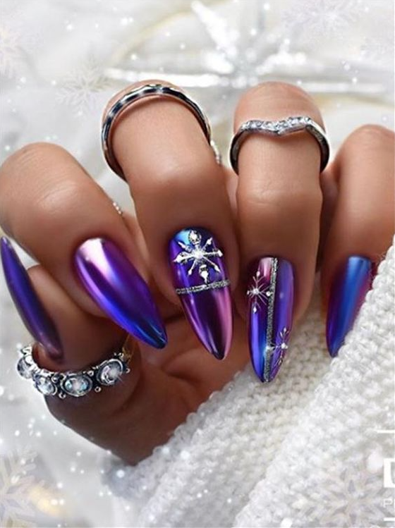 New Years Nails   Best Blue And Purple New Years Nails