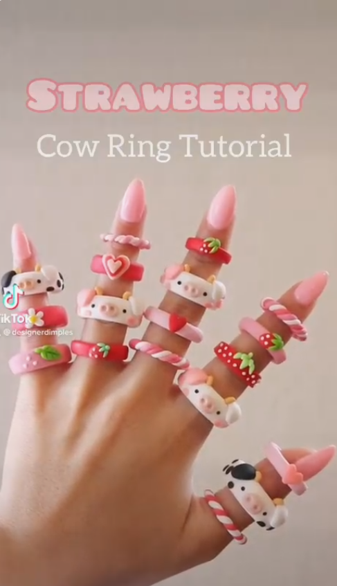 Cool Things To Make With Clay   Strawberry Cow Clay Ring Tutorial