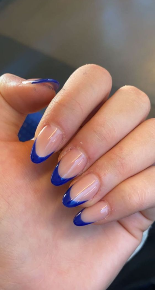 Dark Blue Winter Nails - Dark blue french blaue french Nägel