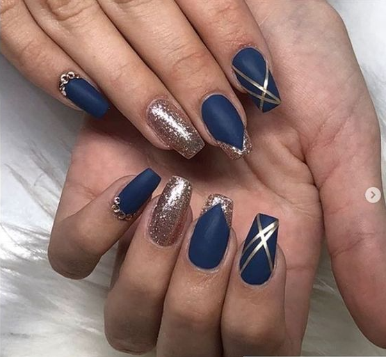 Dark Blue Winter Nails - dark blue winter nails short
