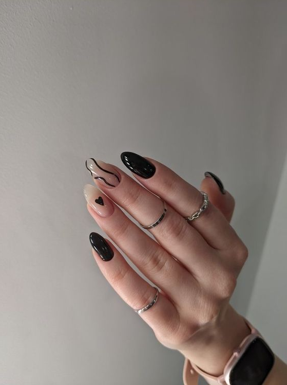 Goth Acrylic Nails - Acrylic nails gel nails black and white nails