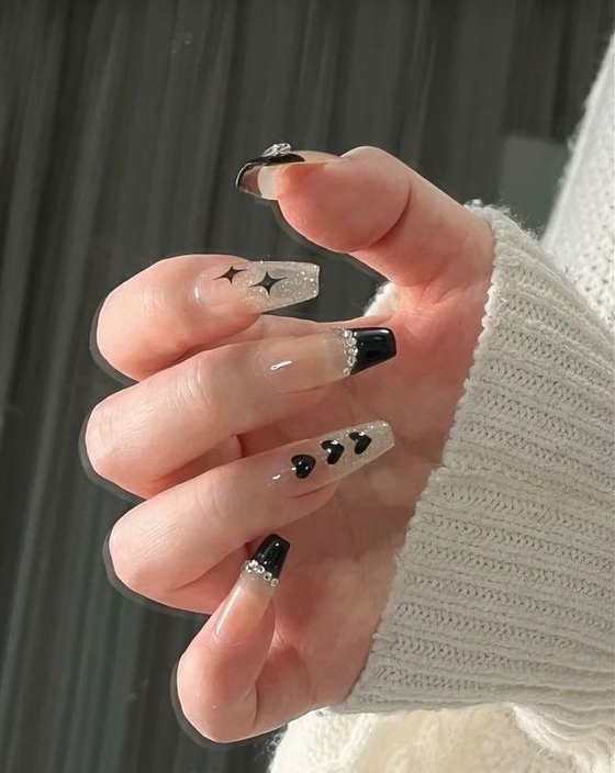 Goth Acrylic Nails - goth acrylic nails black transparant