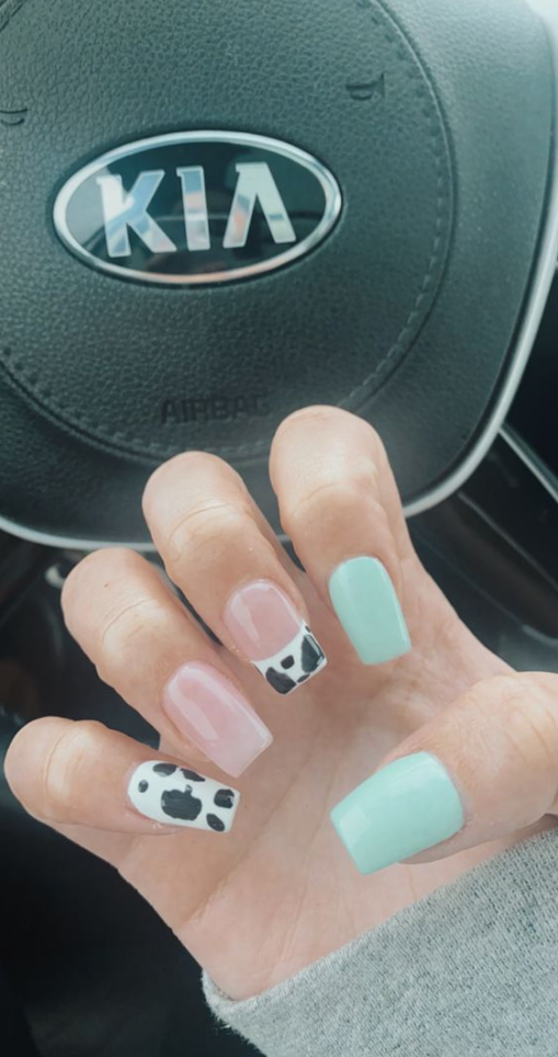 Punchy Western Nails   Western Cow Print Nails Ideas