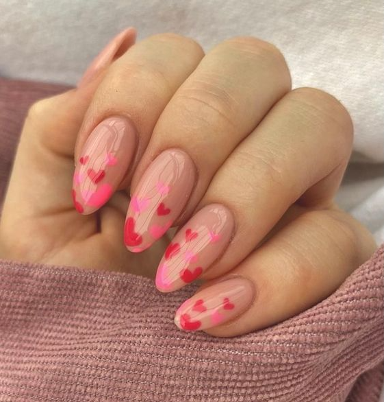 February Nails - flutter hearts Nails