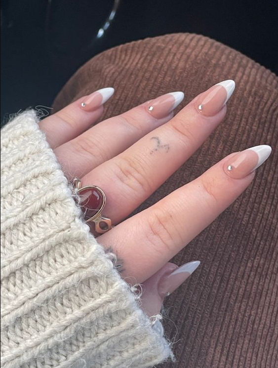 Nails With Gems   French Tip