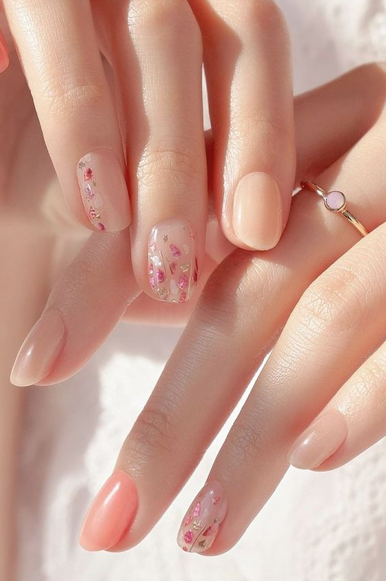 Nails With Gems - Multicolor Collar Floral Color Nails Embellished Beauty Tools