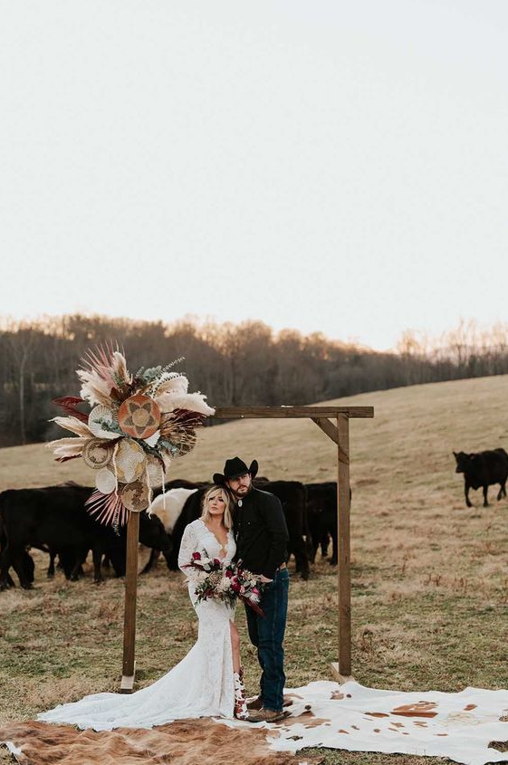 Ranch Wedding Dress - Field Wedding Ceremony Montana Wedding