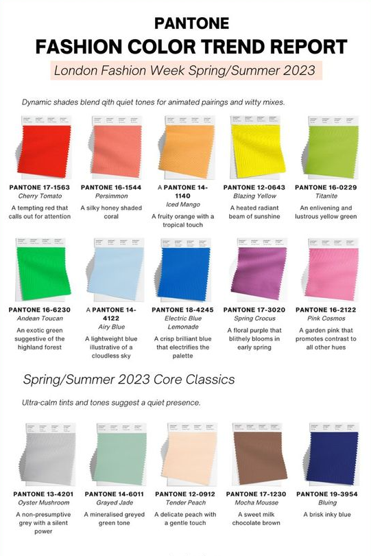 Spring 2023 Fashion Trends - Best Pantone Color Trends - Spring Summer 2023 LFW