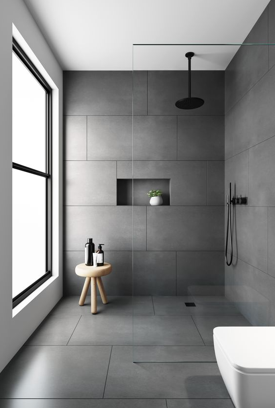 Bathroom Tile Floor   Evolution Matt Natural Grey Floor Tile