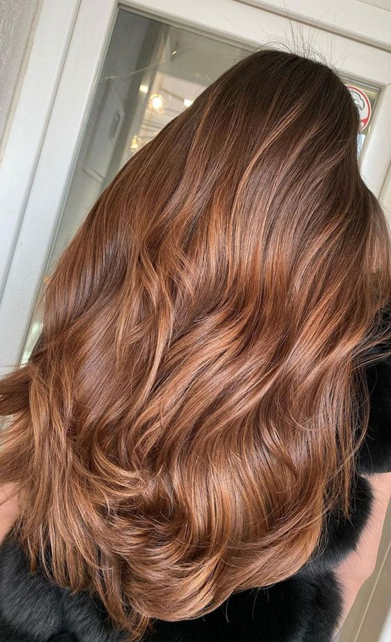 Color Ideas For Brunettes   Hottest Brown  Colour Shades For Stunning Look Caramel Brown Long