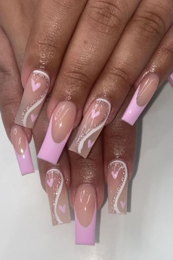 Nails Acrylic Pink - Cute Valentines Day Nail Design Ideas