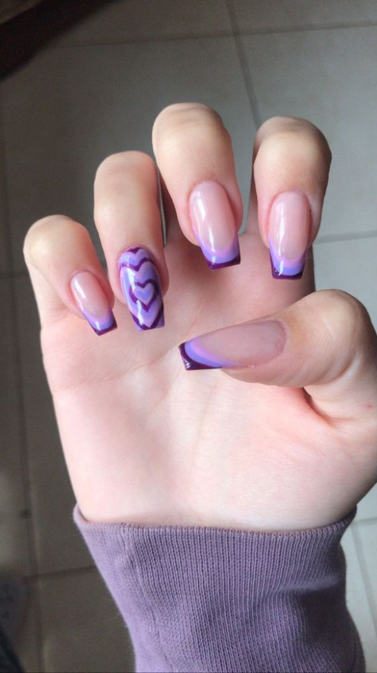 Nails Acrylic Pink - Purple acrylic nails Purple nails Acrylic nails coffin pink