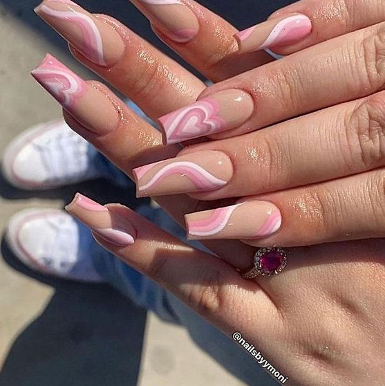 Nails Acrylic Pink - asthetics on nails Pink acrylic nails Acrylic nails coffin pink Trendy nails