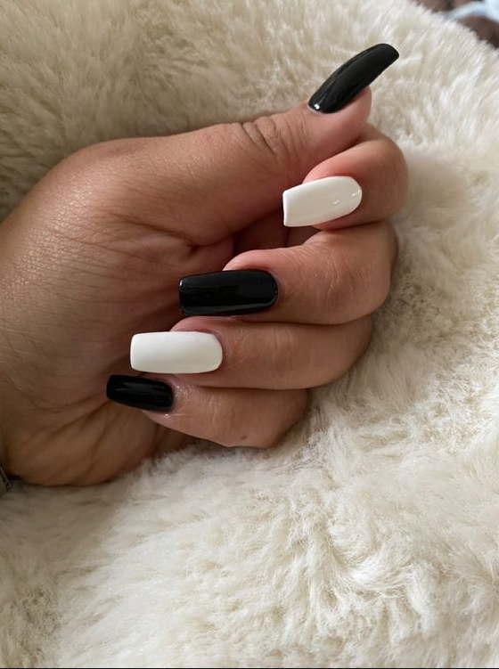 Nails Black And White   Acrylics Black And White