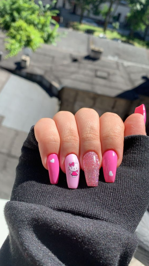 Nails Hello Kitty - Pink hello kitty nails