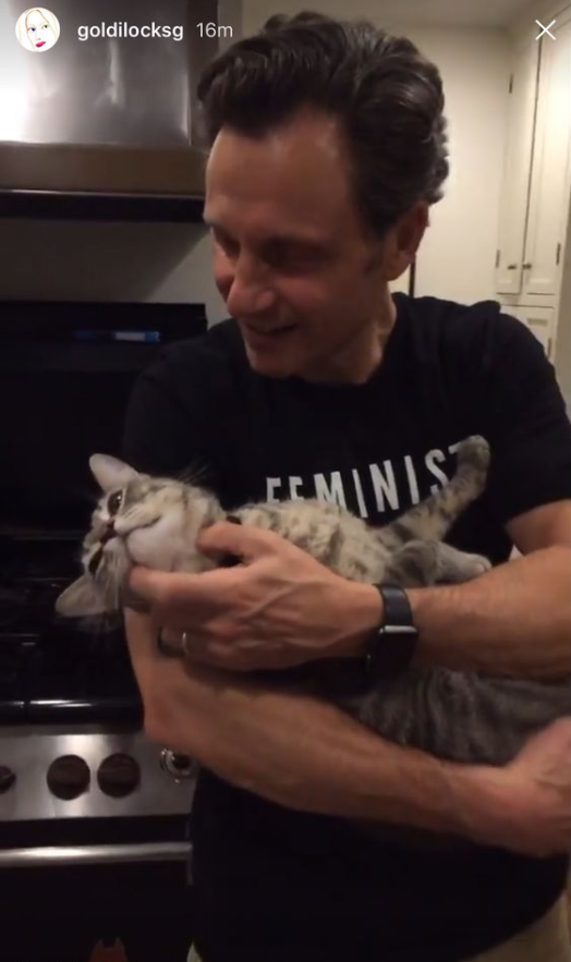Tony Goldwyn   Tony Goldwyn With Cat