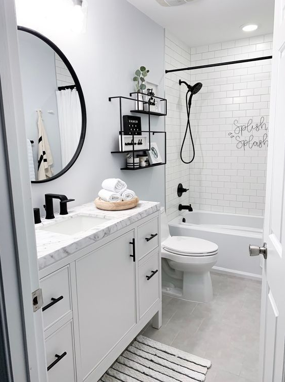 Bathroom Ideas   White Bathroom With Black