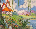 Best Cottage Painting Inspiration   Lakeside Dreams Storybook Cottage Series