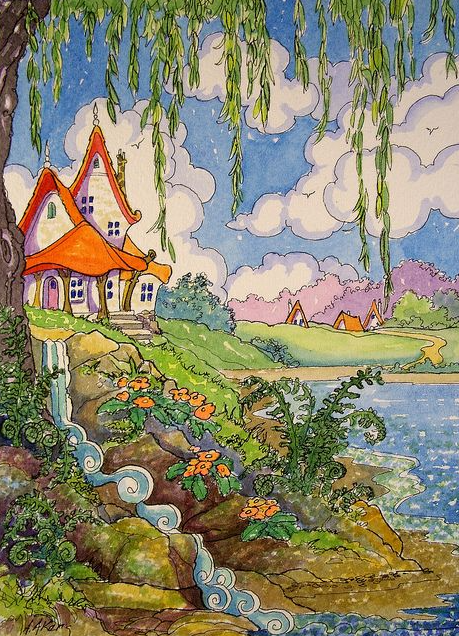 Best Cottage Painting Inspiration - Lakeside Dreams Storybook Cottage Series