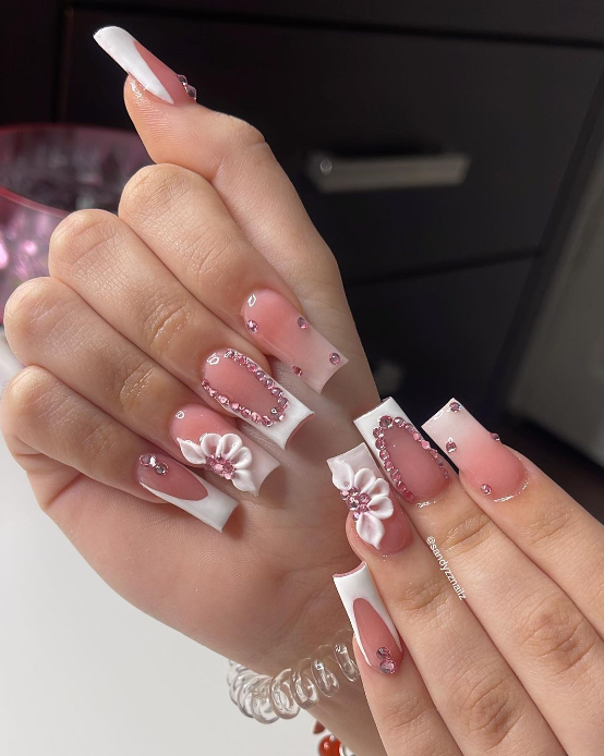 Cute 3D Flower Nails Inspiration