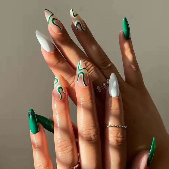 Summer Nails   Green  Green Acrylic  Stylish  Gel