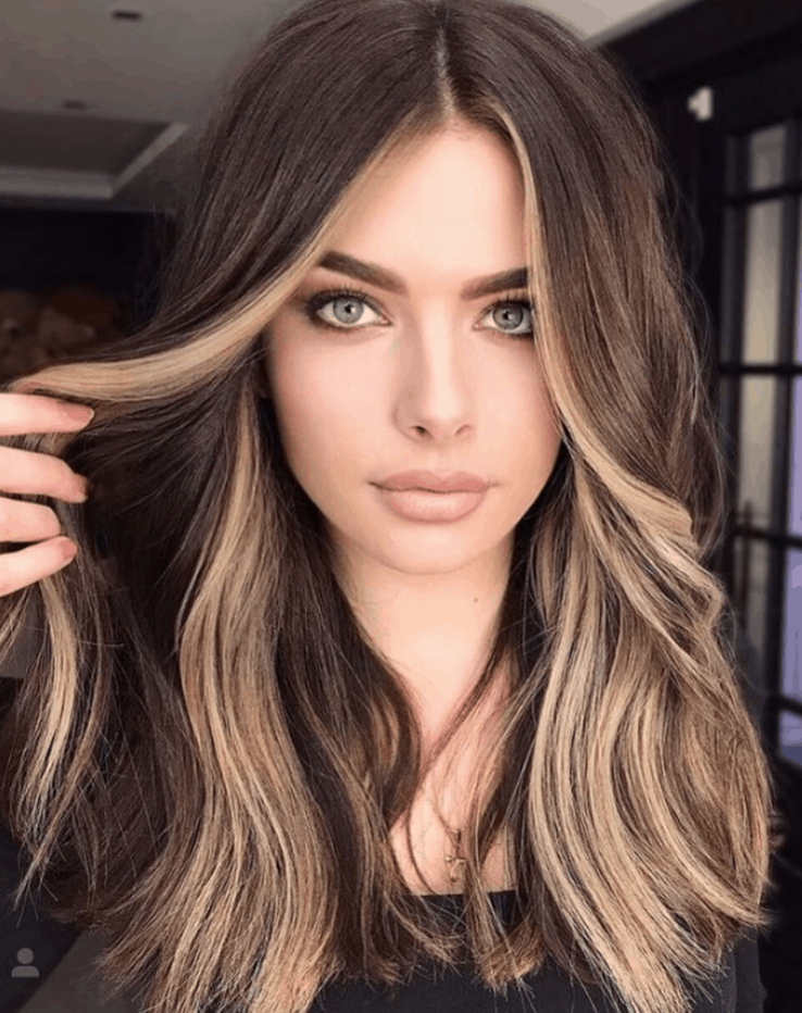 Black Hair With Blonde Front Pieces   Chic Brown Balayage Hair Color Ideas You'll Want