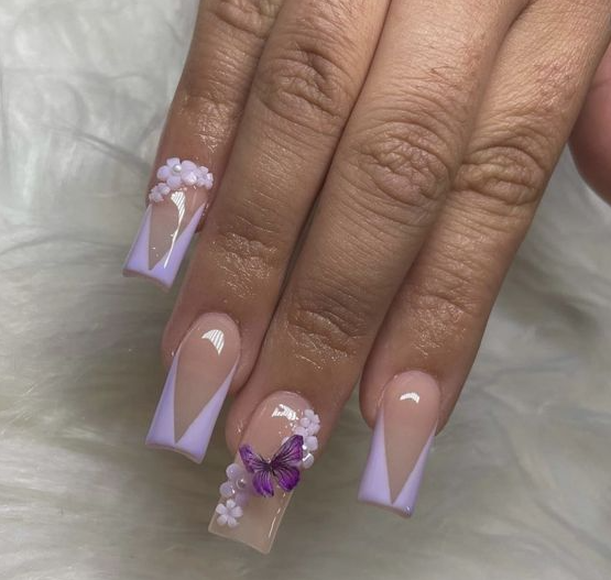 Lavender Birthday Nails   Purple Nails With Butterfly
