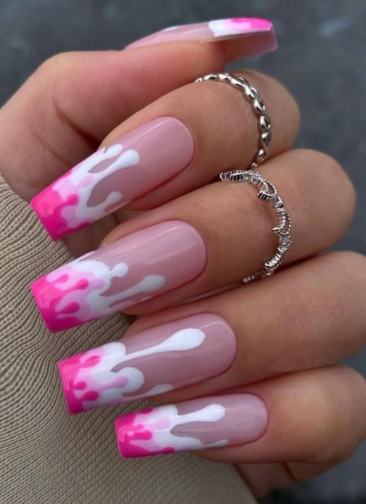 Pink Summer Nails   Pink Drips Nail