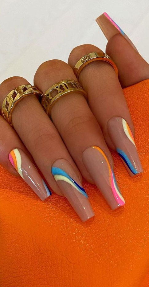Summer Acrylic Nails   Best Summer Nails 2023 To Rock Your Look Summer Swirlz Nude Nails