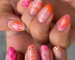 Summer Acrylic Nails   Summer Nails Pink Orange Short Hearts