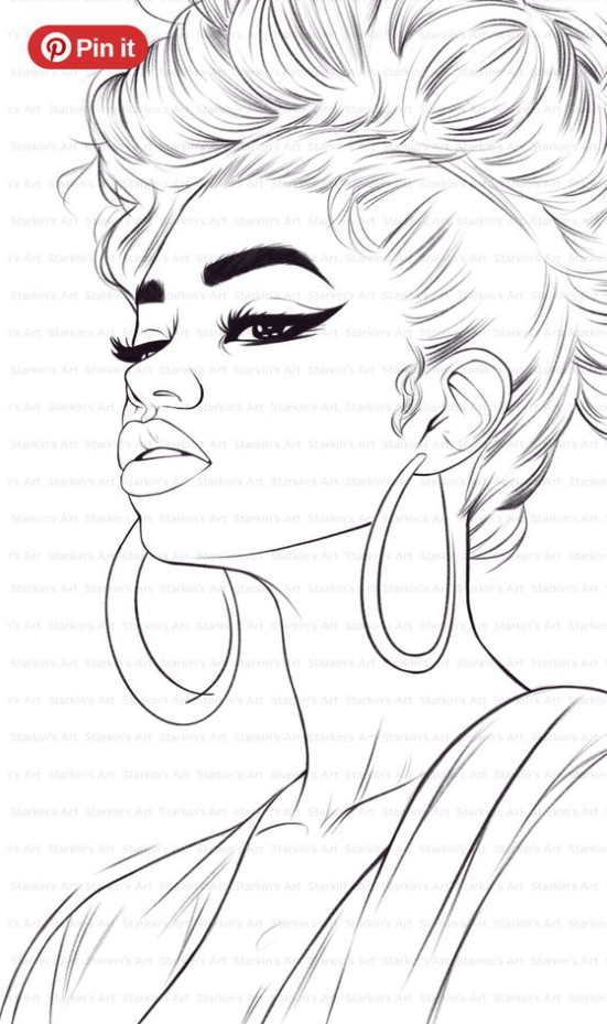 Black Women Drawings Sketch   BLACK FASHION COLORING Black Woman Coloring Pages Procreate