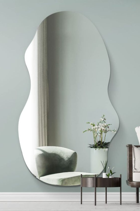 Blob Mirrors   Frameless Arched Blob Mirror With Enigmatic
