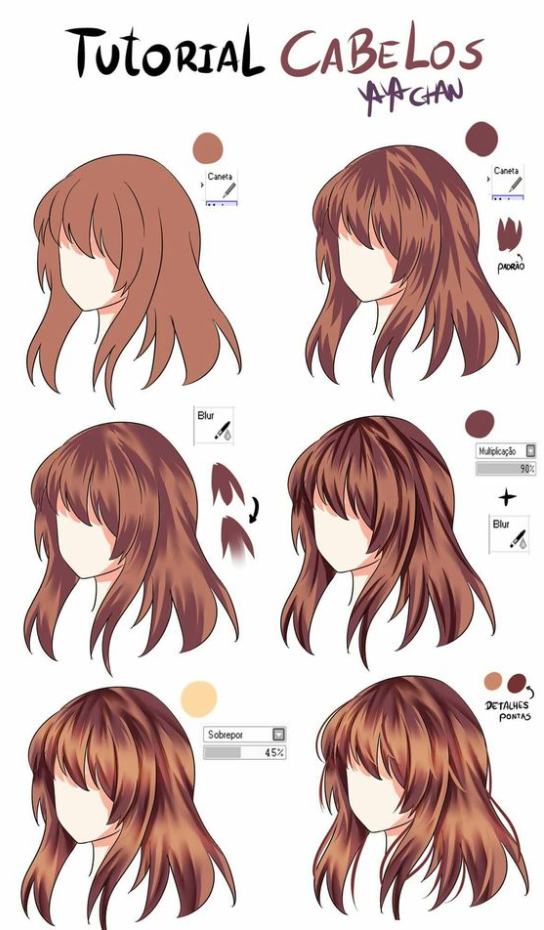 Hair Reference Drawing   Drawing Hair Tutorial Anime Hair Color