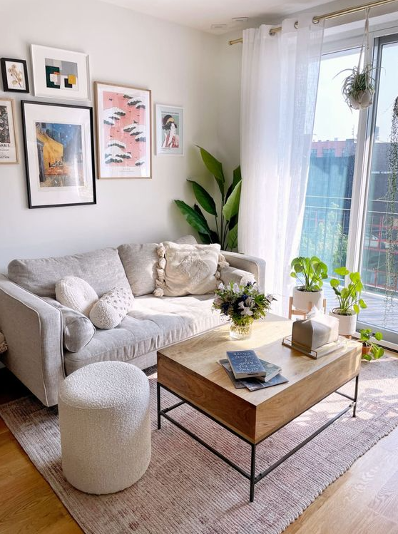 Living Room Apartment   This 650 Square Foot Brooklyn Apartment Uses Cute DIYs & Smart Small Space Ideas