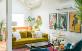 Living Room Apartment   Vibrant Mid Century Glam Living Room Refresh