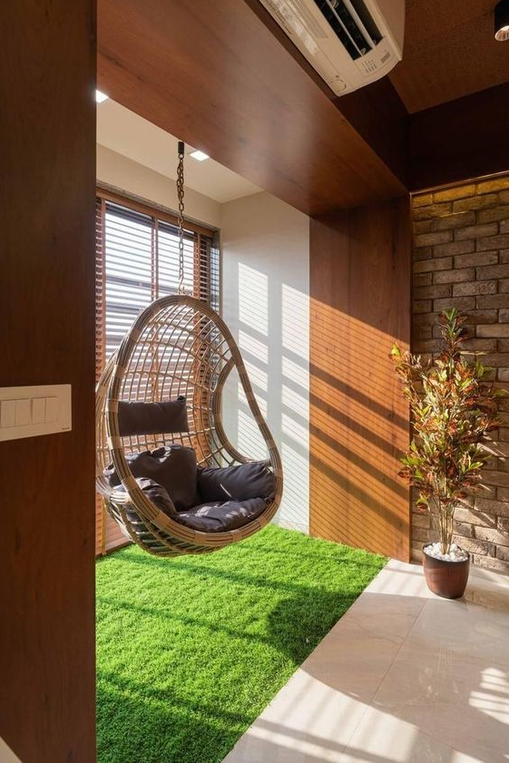 Living Room Plants Decor   Balcony Makeover Balcony Decorating Ideas Grass Curtains Plants Decor Tips And