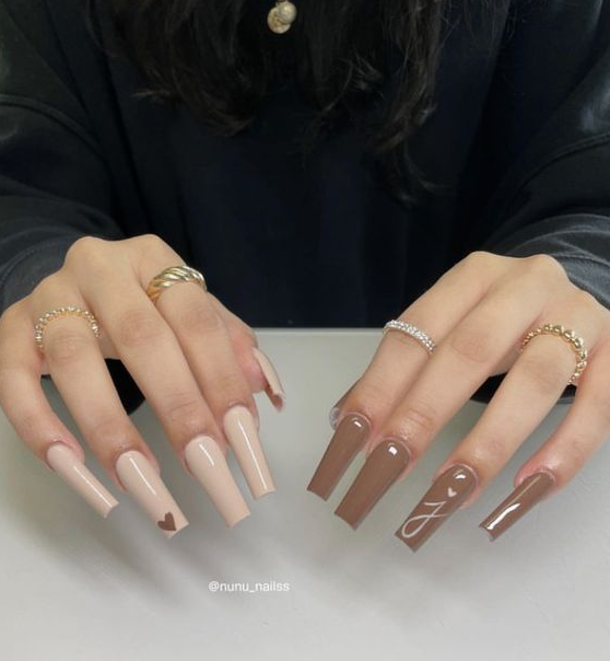 Nails With Initial   Brown Nails