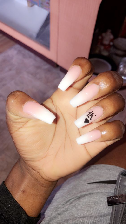 Nails With Initial   Coffin Nails With Intial &