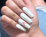 Nails With Initial   White Nails, Red Initial