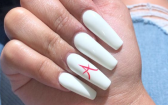 Nails With Initial   White Nails, Red Initial