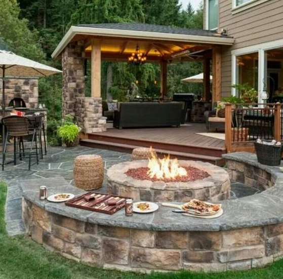 Patio With Hot Tub And Fire Pit   Insanely Clever Outdoor Seating Ideas Gardening Tips And