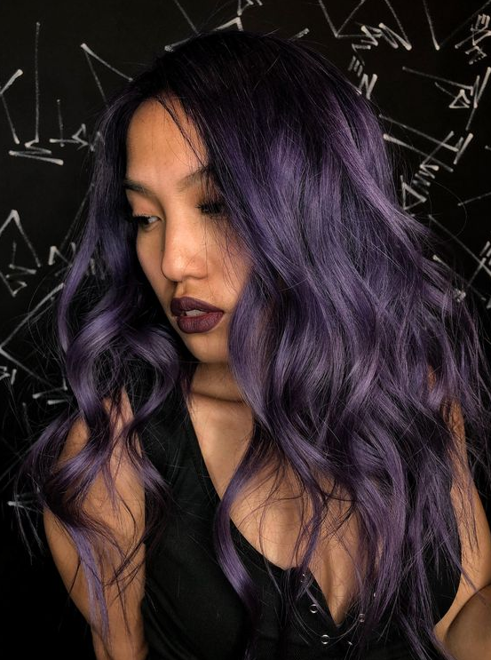 Hair Colors   Taro Bubble Tea Is The Tastiest New Purple Hair Color Trend For