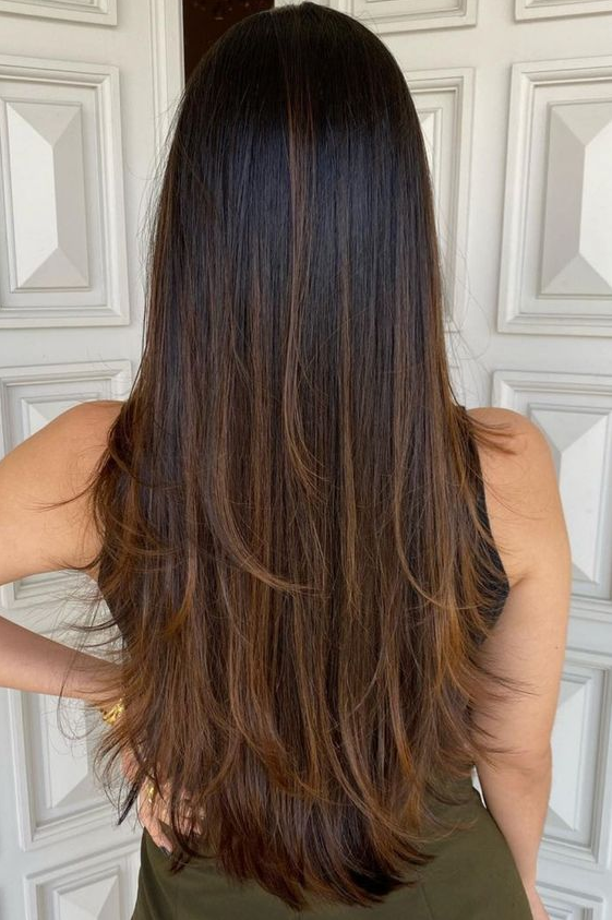 Hair Cuts For Long Hair   Gorgeous Examples Of Dark Brown Balayage Hair Colors